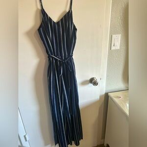Striped Navy Blue Maxi Dress